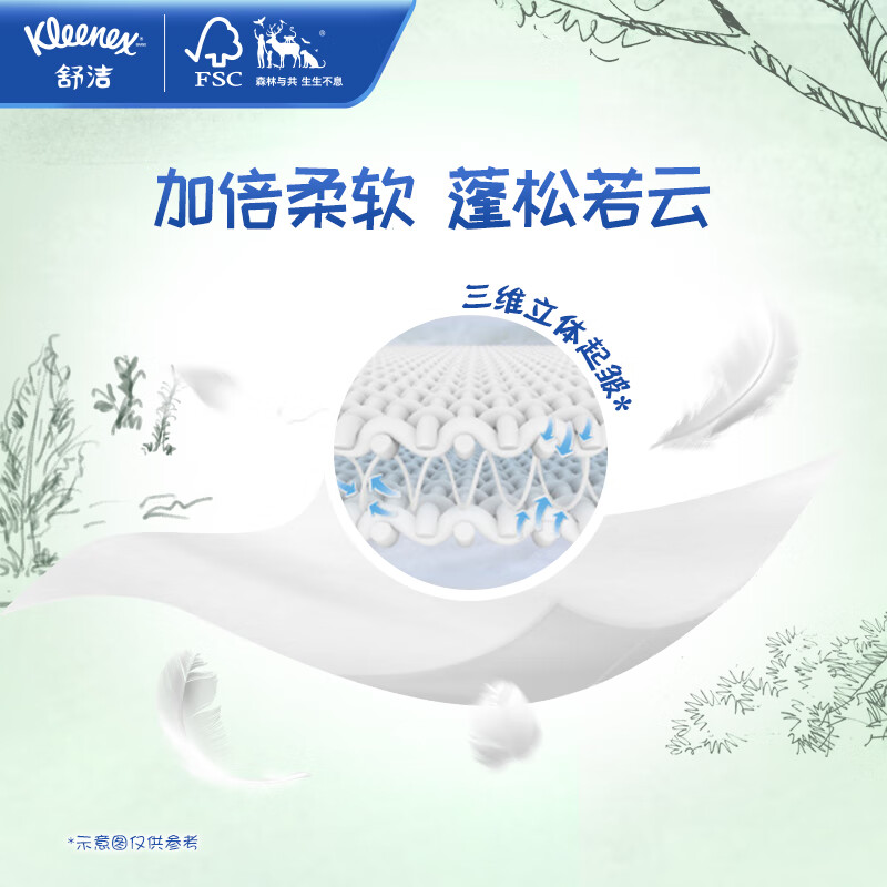 金佰利 舒洁(Kleenex)面巾纸洗脸卫生纸三层抽纸擦手纸 120抽/包 4包装 0563-10高清大图