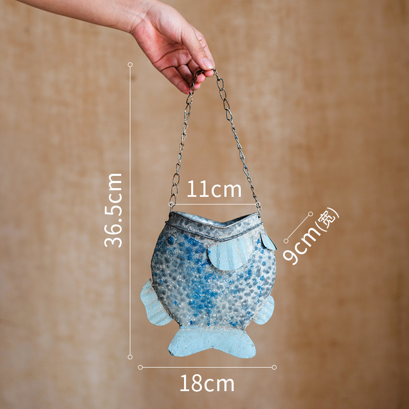 美帮汇飞鱼铁皮花器花盆吊篮兰装饰挂件杂货花园庭院阳台复古个性高清大图