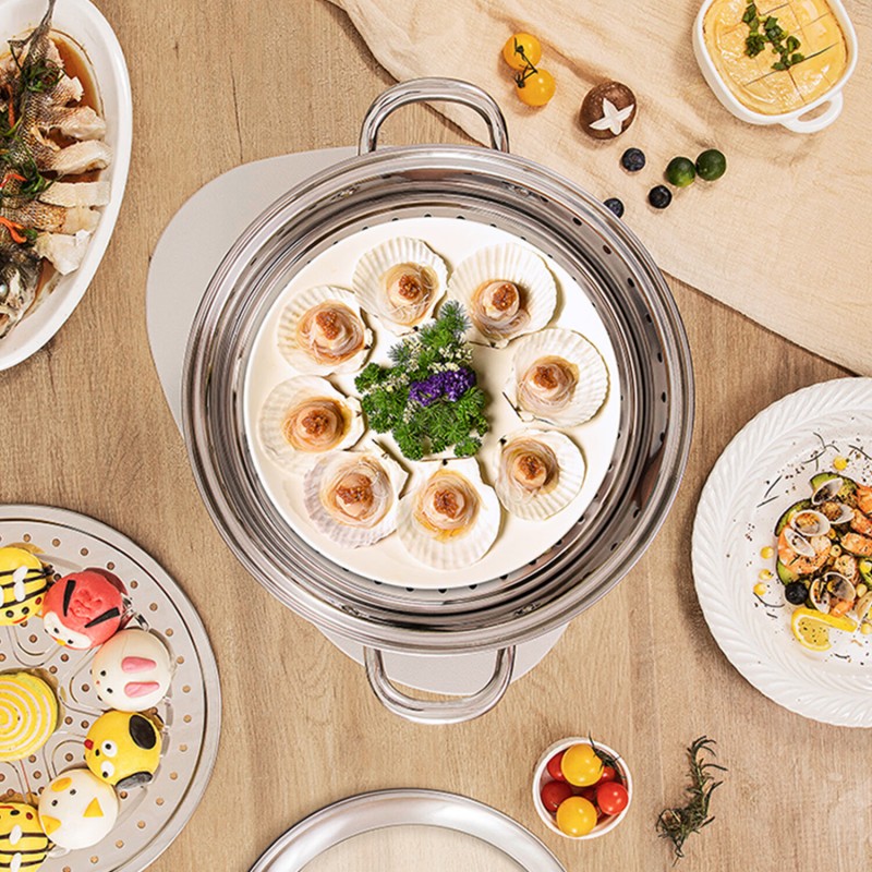 康巴赫好滋味不锈钢复底蒸锅30cmLPB-Z30H30cm高清大图