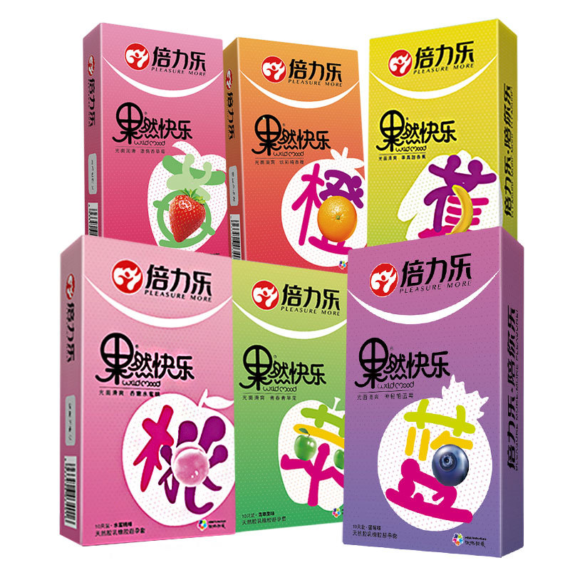 倍力乐果然快乐系列水果味避孕套10只装光面润滑超薄款中号水果香型0.01安全套夫妻性生活成人情趣计生性用品男性系列高清大图