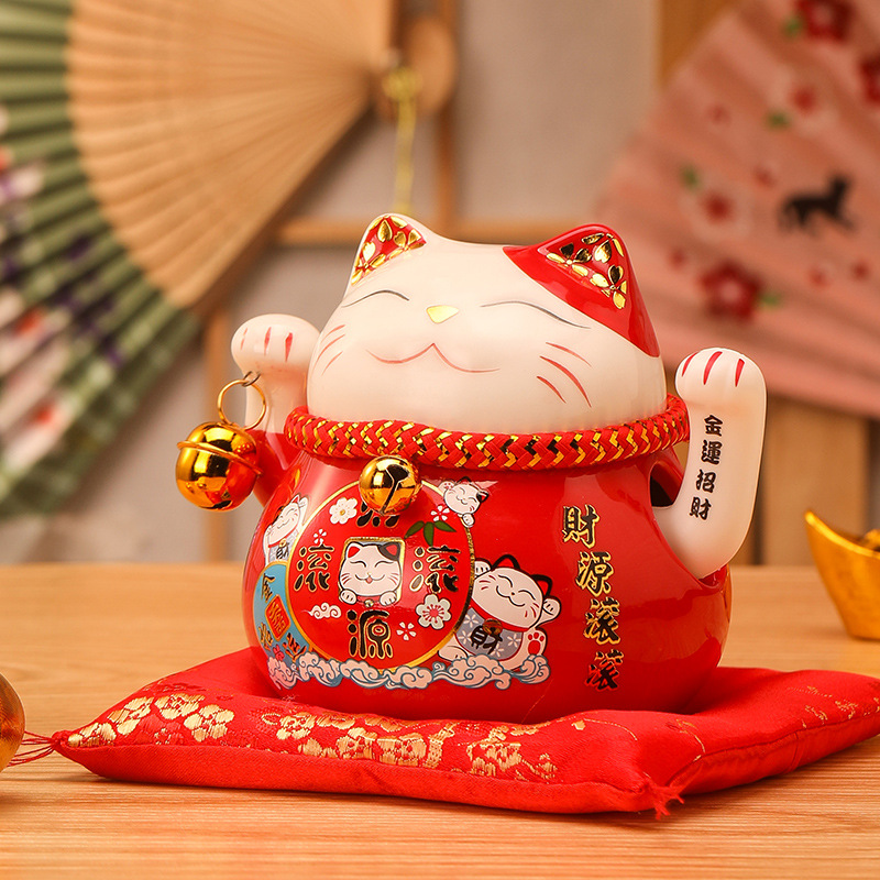 DXP 陶瓷创收银台招财猫摆件 4.5寸·财源滚滚(摇手)高清大图