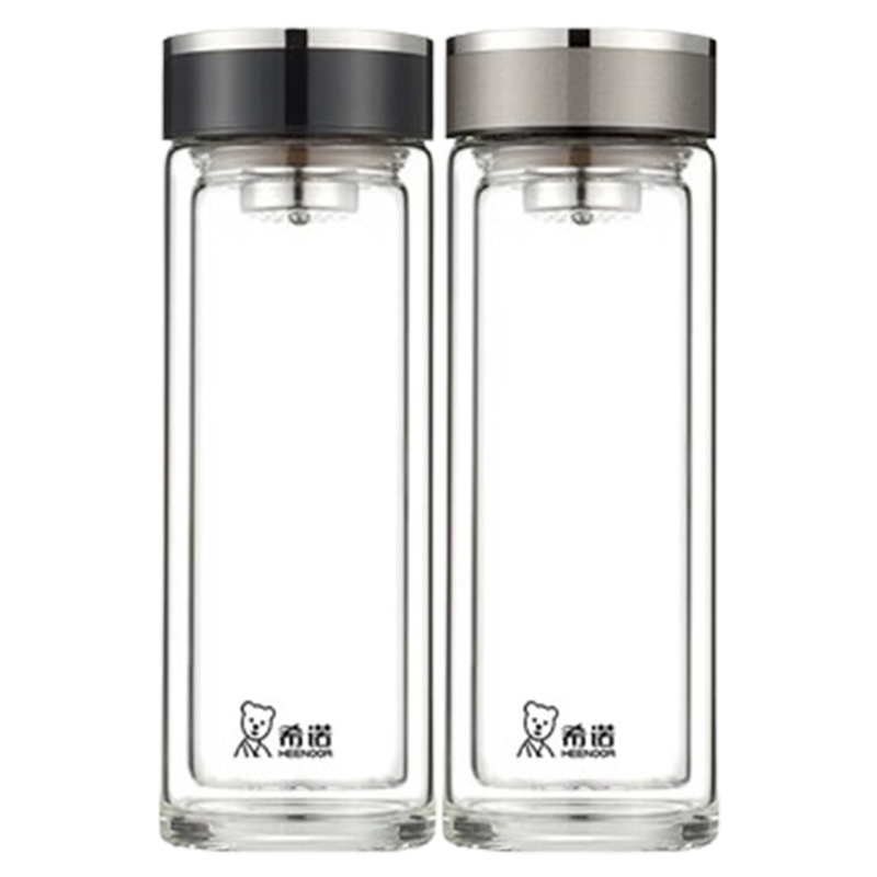 希诺玻璃杯280ml双层便携耐用XN-1001(颜色随机)