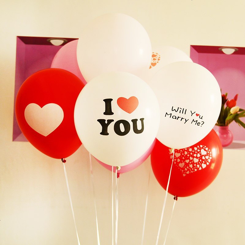 圆形珠光爱心气球生日布置气球求婚婚礼结婚气球生日派对气球