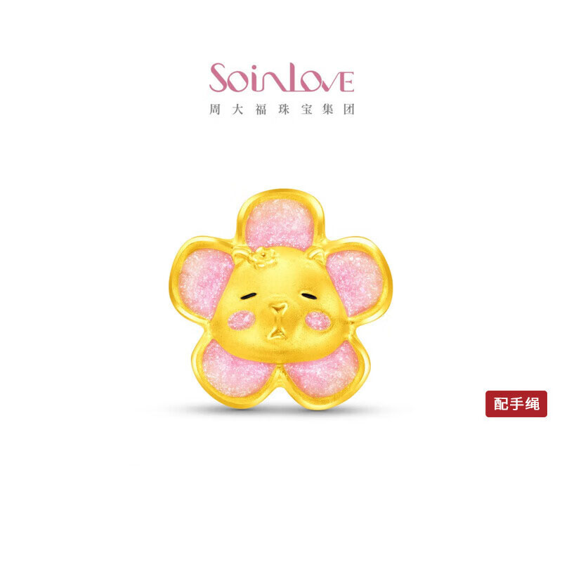 周大福SOINLOVE 宝藏女孩萌宠吉福小金豚黄金足金转运珠配绳多款VR1688高清大图