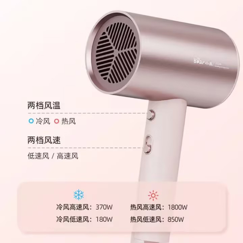 小熊吹风机家用大功率速干便携低噪负离子不伤发DCF-C18H3高清大图