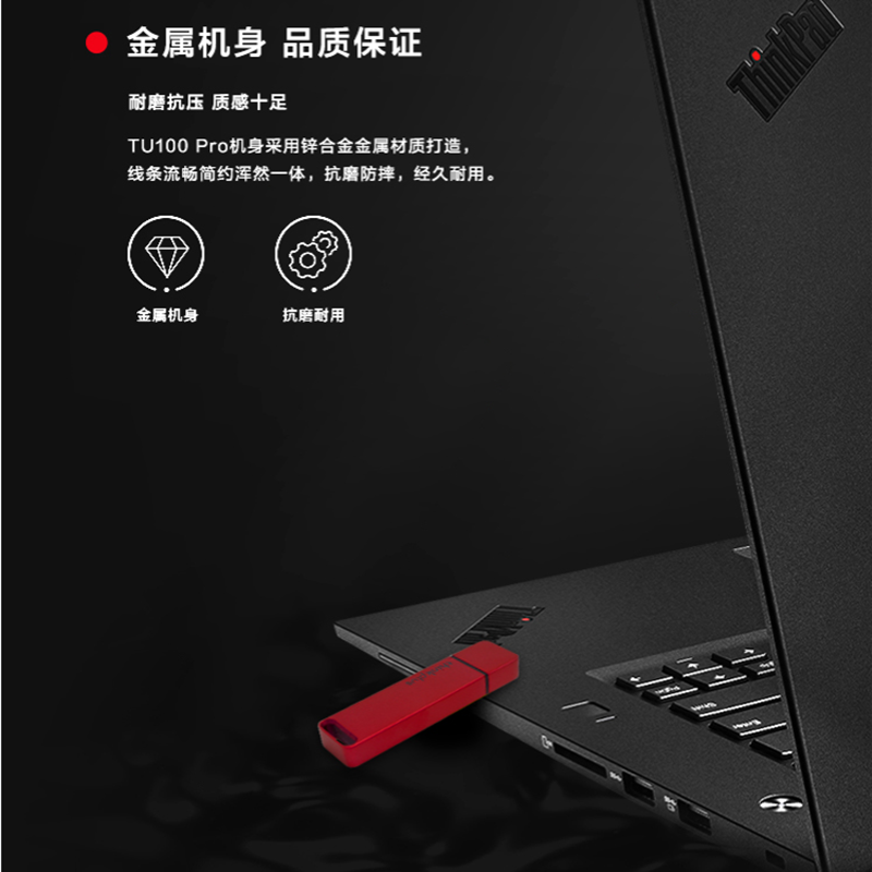 联想ThinkPlus 移动固态U盘 1000Mb/s USB3.2高速传输闪存U盘 TU100Pro 红色 1TB高清大图