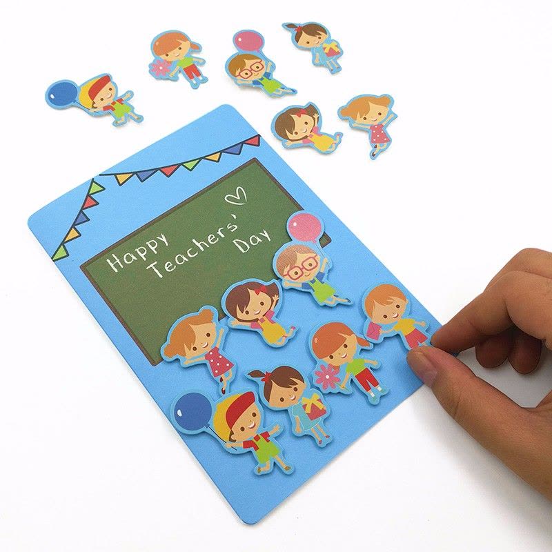 DIY教师节立体贺卡手工制作材料包 幼儿园儿童小学生送老师感谢粘贴创意自制卡片信封小鸡啄米礼物玩具-图片