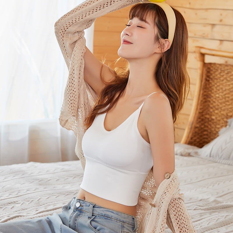 浪莎运动文胸女士夏季U型大背心式性感文胸无钢圈内搭打底运动胸罩内衣1件高清大图