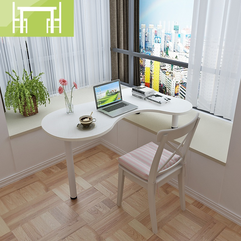 逸家伴侣飘窗电脑桌卧室阳台桌窗台家用学习写字弧形转角书桌茶几端景