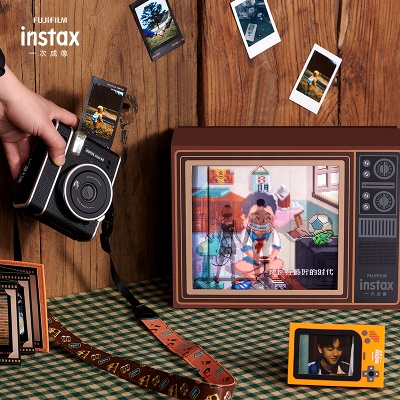 富士(FUJIFILM)INSTAX 一次成像相机 立拍立得 胶片相机 mini40一世风靡礼盒 套餐四(含60张相纸)