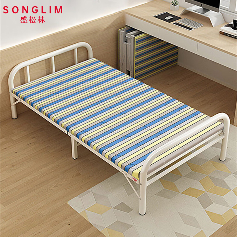 SONGLIM 盛松林 折叠床 100cm宽蓝条[加厚加固款] 张高清大图