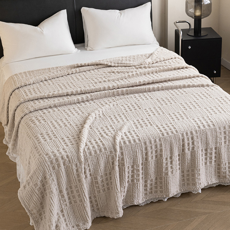 塔芙绒华夫格毛毯 咖色 150x200cmLSY*高清大图