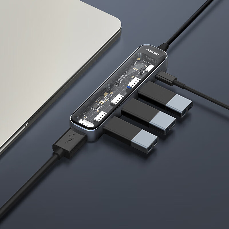 RECCI锐思RH20五合一HUB支持PD100W数据线转接口Type-C TO HDMI+ USB-A+USB-C高清大图