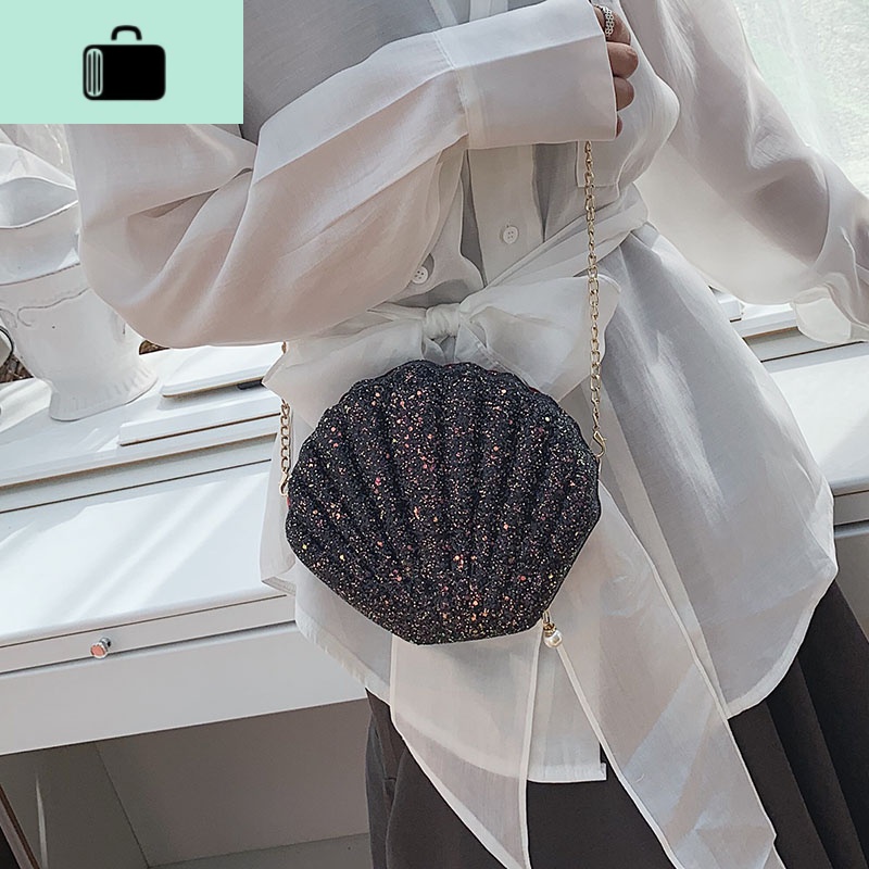 上新洋气包包仙女单肩包2020新款潮时尚简约亮片贝壳包链条斜挎包NEWLAKE高清大图