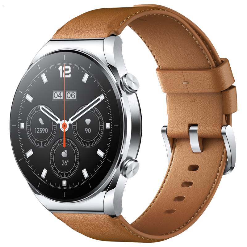 小米(mi) Watch S1智能手表流光银(棕色真皮表带)高清大图