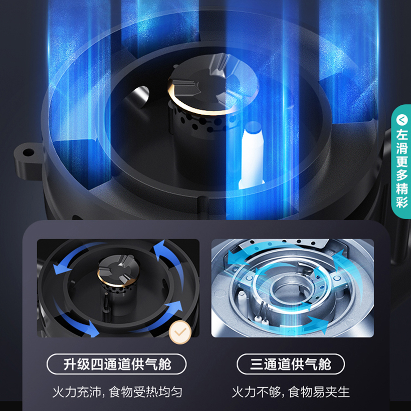 华帝(vatti)23m³大吸力烟灶套餐侧吸天然气抽油烟机灶具套餐易洁安全5.0kW大火燃气灶具i11197+73B高清大图