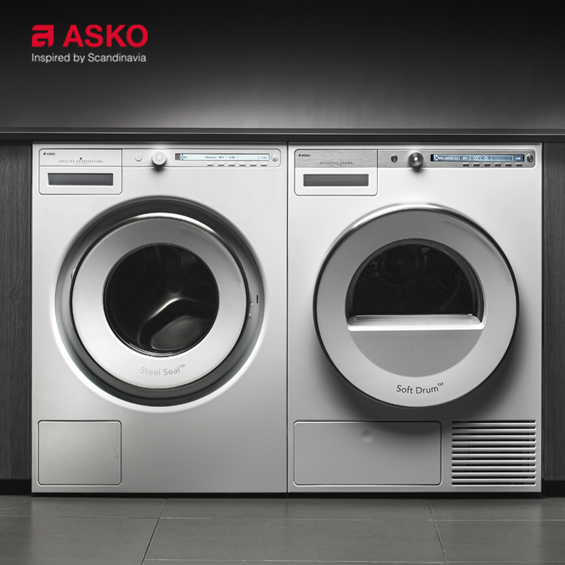雅士高asko进口家用8公斤洗烘套装热泵烘干洗衣组合w2084ct408hd