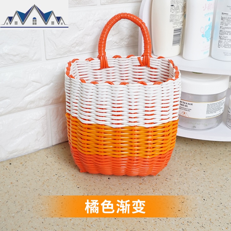 塑料编织浴室厨房收纳篮单把小挂篮化妆品首饰杂物挂式收纳筐 三维工匠高清大图