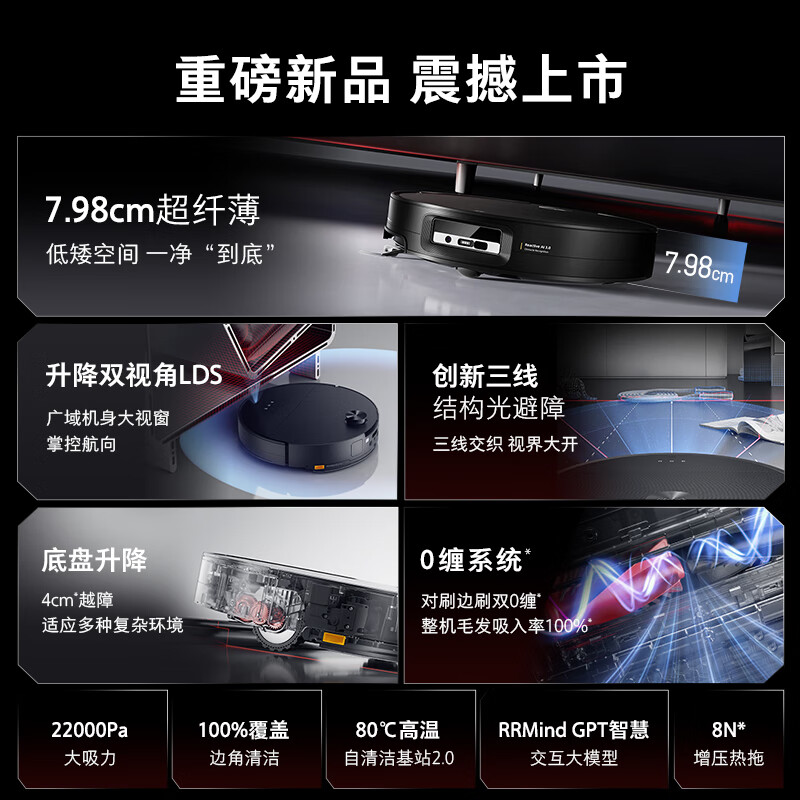 石头 扫地机器人扫拖一体 G30 自动上下水版 自动集尘热水洗拖布烘干补水擦地拖地洗地机吸尘器 A1460RR高清大图
