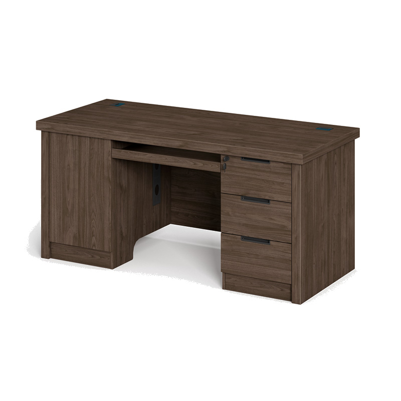 匡大 板式办公桌职员桌固定办公柜职员桌1.6*0.6米KD66-B1606黑胡桃色高清大图