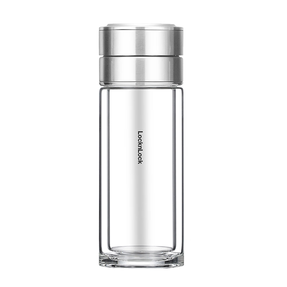 乐扣乐扣(locknlock) 茶水分离双层玻璃泡茶杯男士家用高颜值车载商务高硼硅水杯子 LLG6012黑色 250ml