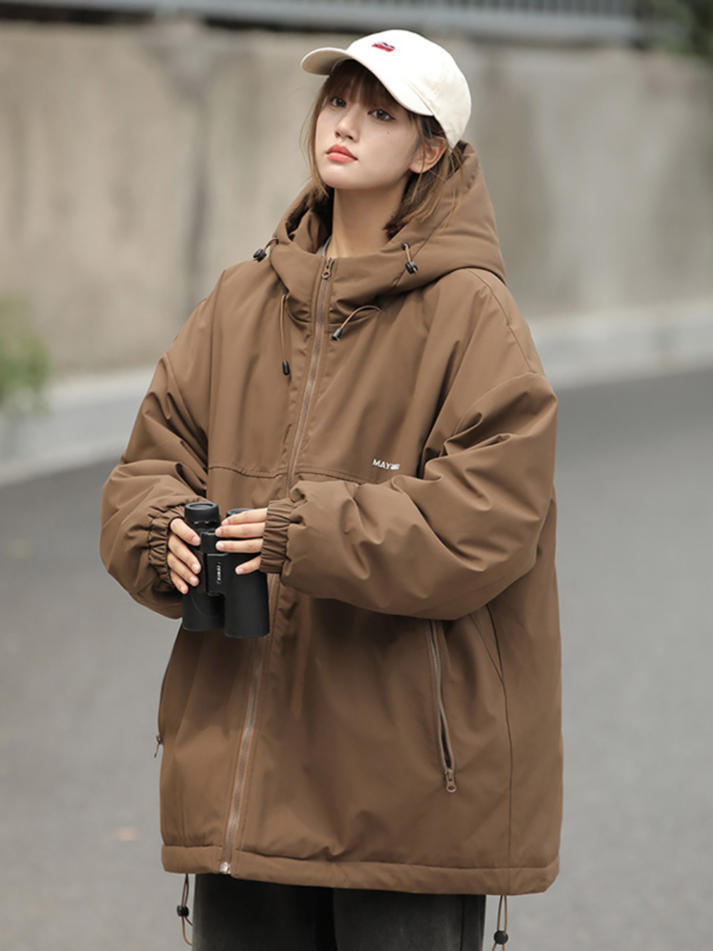 啄木鸟棉服冬季加厚新款宽松连帽工装棉衣美式潮牌棉袄冲锋衣外套高清大图