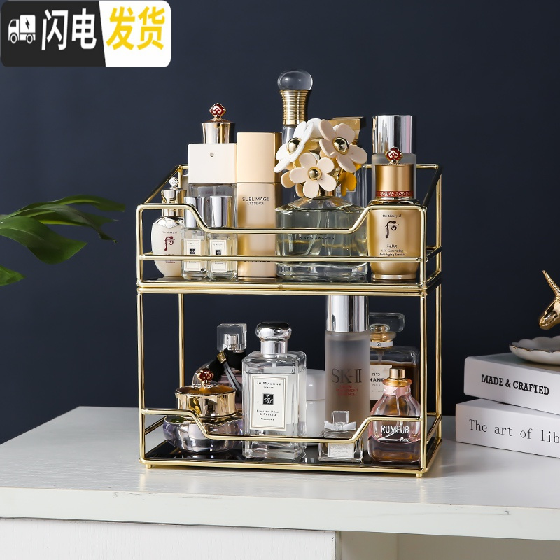 三维工匠网红化妆品收纳盒桌面梳妆台卫生间家用护肤香水架旋转整理置物架高清大图