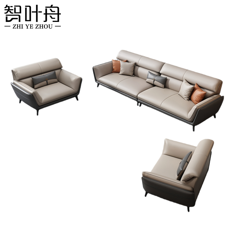 智叶舟沙发组合280*90*85cm(4+1+1)套高清大图