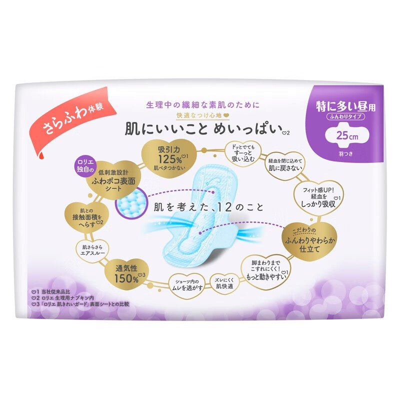 花王 2包装 乐而雅花王进口F透气棉柔纤巧特长日用护翼型卫生巾25cm(17片/包)姨妈巾高清大图