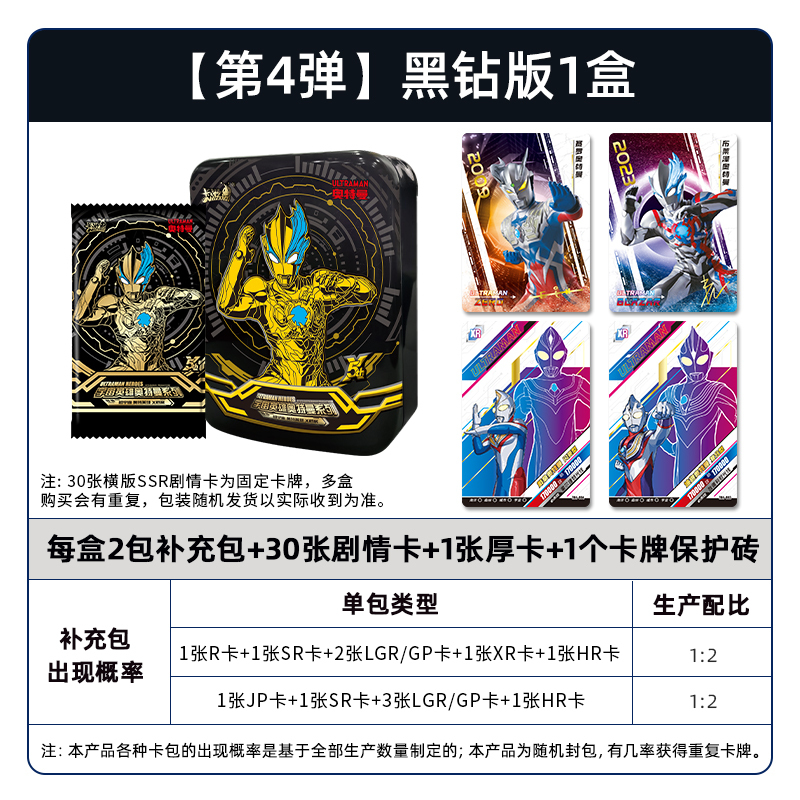 正版奥特曼卡片黑钻版泽塔XR卡GP十星3d金卡全套卡牌卡册收藏册LGRGP 黑钻版 第四弹彩盒高清大图