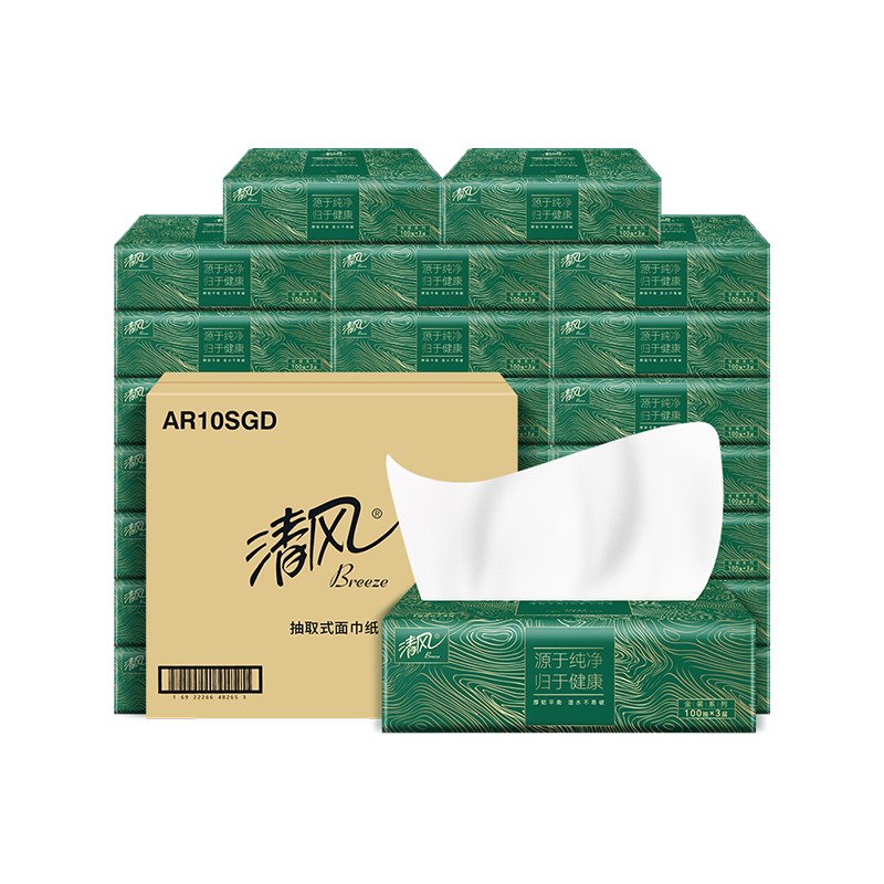 清风 纯净系列3层100抽24包抽纸 AR10SGD-1X