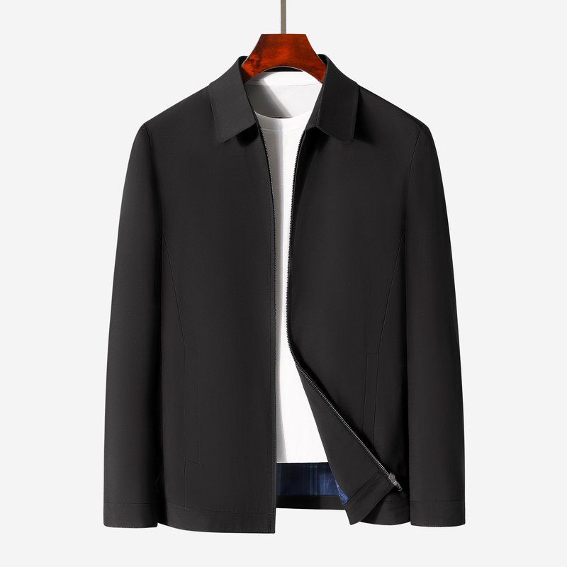 恒源祥男士翻领行政夹克老干部外套中老年春秋新款商务休闲爸爸装