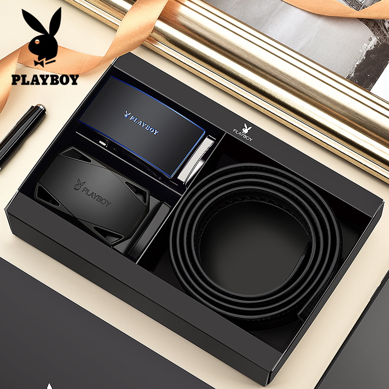 花花公子皮带男士真皮自动扣潮流高档牛皮腰带休闲年轻人礼盒裤带高清大图