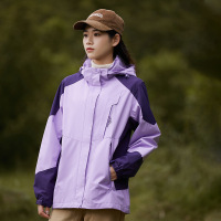 秋季新款户外运动情侣冲锋衣男女登山服可拆卸连帽休闲夹克外套潮 M 1818女紫色