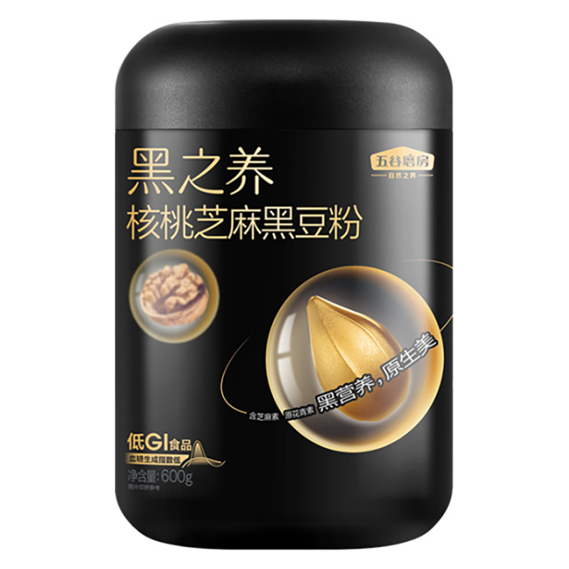 五谷磨房黑芝麻糊米糊大黑罐核桃芝麻黑豆粉600g