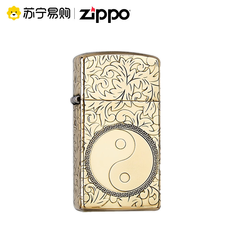 [苏宁自营]zippo美国芝宝原装进口防风煤油火机纯铜唐草纤巧窄机太极高颜值礼物