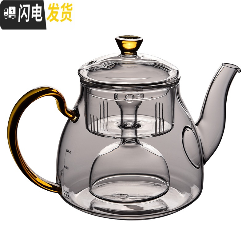 三维工匠加厚耐热玻璃煮茶壶家用大容量蒸汽茶壶电陶炉套装烧水养生壶茶器 Y08款壶(单内胆)(送3个杯):700茶具高清大图
