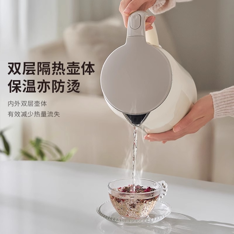 九阳(Joyoung)电热水壶家用1.7L大容量304不锈钢内胆无缝内胆双层防烫烧水壶自动断电开水煲K17FD-W160高清大图