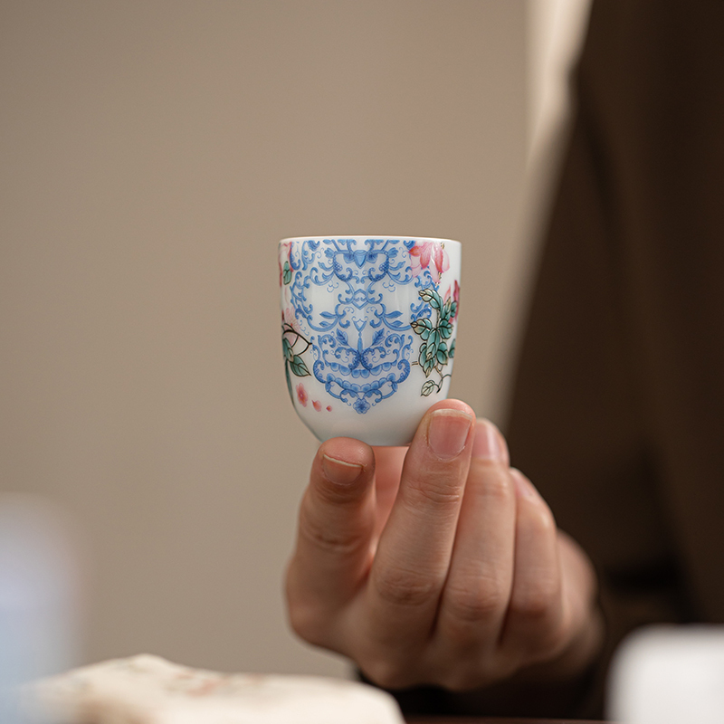苏氏陶瓷(SUSHI CERAMICS)青瓷繁花似锦侧把壶果糖盘功夫茶具套装