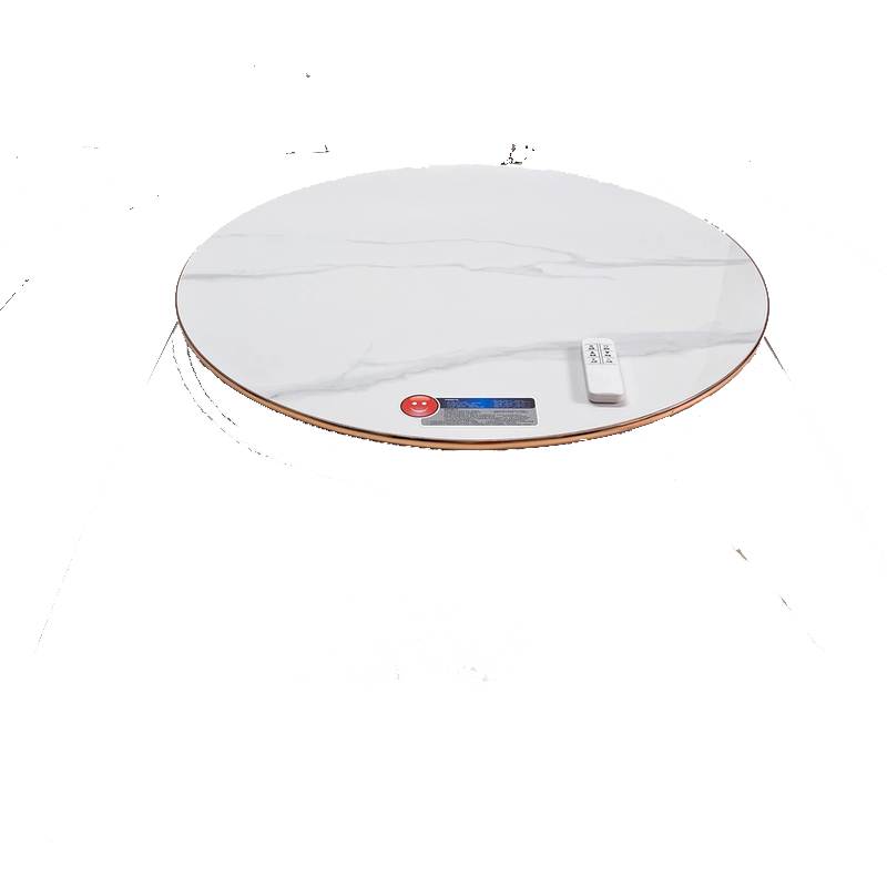 先科岩板暖菜板隐形电磁炉火锅一体电动旋转家用餐桌转盘加热桌面[100CM雪山白电磁炉款+电动旋转+语音+遥控]高清大图