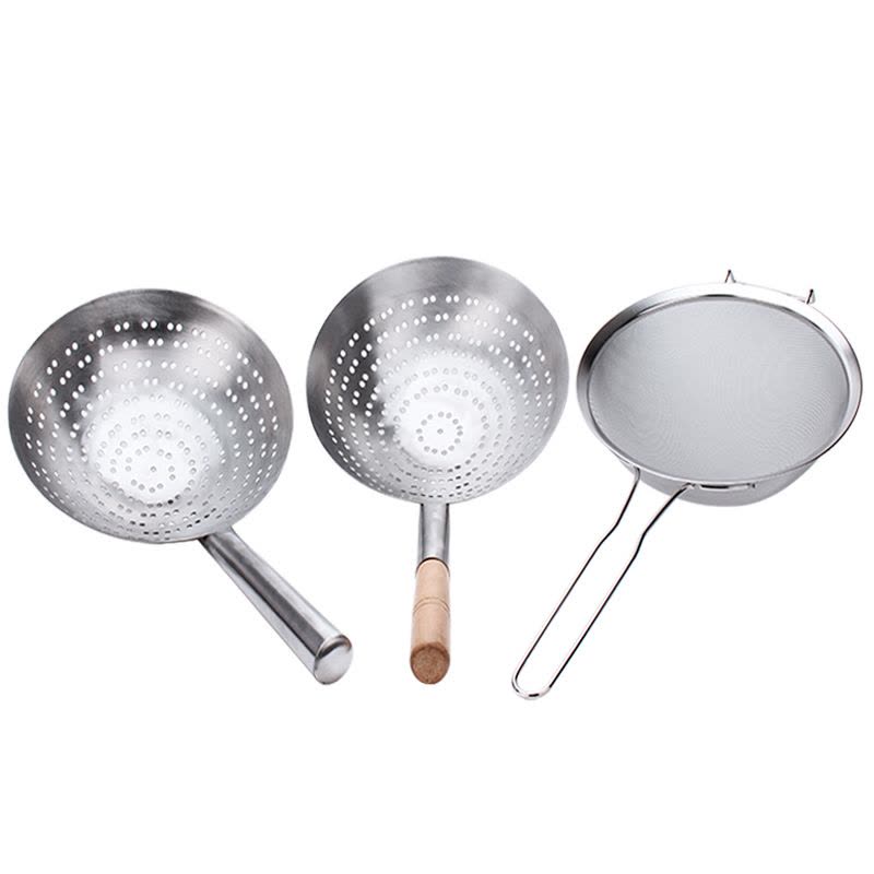 不锈钢漏勺大码厨师油鼓漏油炸大漏勺厨房酒店大号过滤网密滤漏网 敬平 1.0厚22cm全钢漏勺过滤网/油漏图片