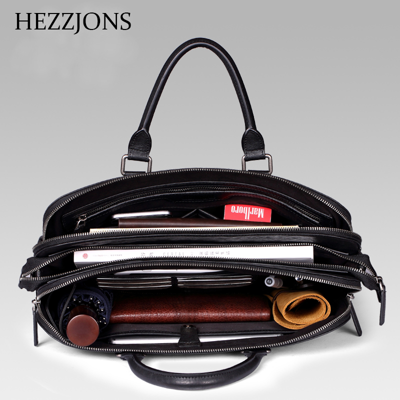 赫泽琼斯hezzjons男士商务公文包进口意大利牛皮真皮手提包青年时尚