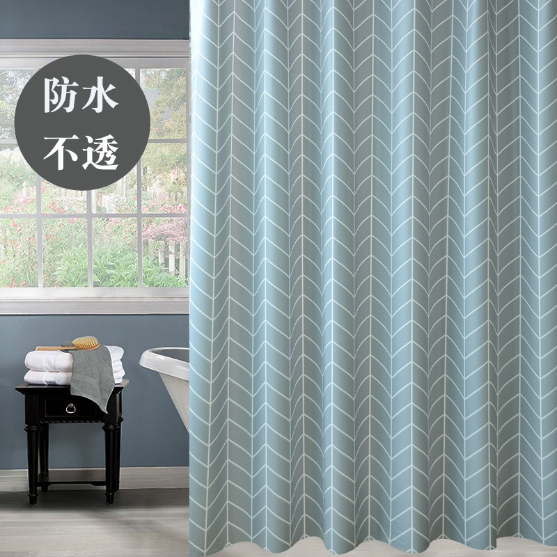 浴室帘防水帘浴帘套装洗澡间窗帘隔断帘卫生间挂帘挡水帘子 三维工匠
