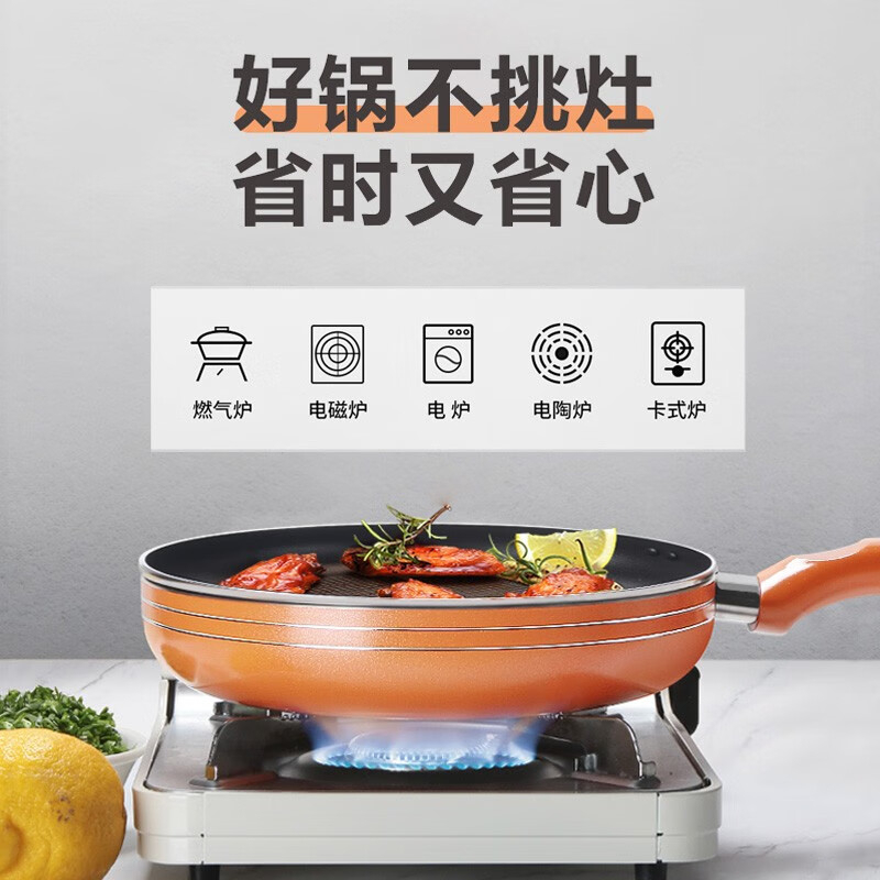 翰乐橘色J01不粘煎锅24CM高清大图