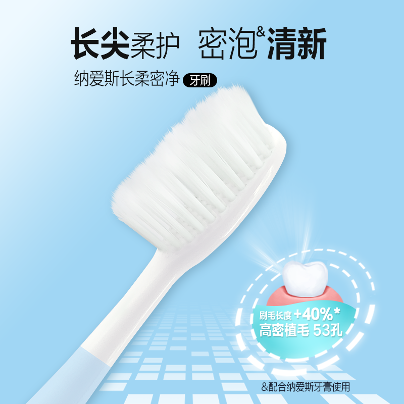 纳爱斯(Cnice) 长柔密净 单支装 A10 牙刷 (计价单位:支) 蓝白色高清大图