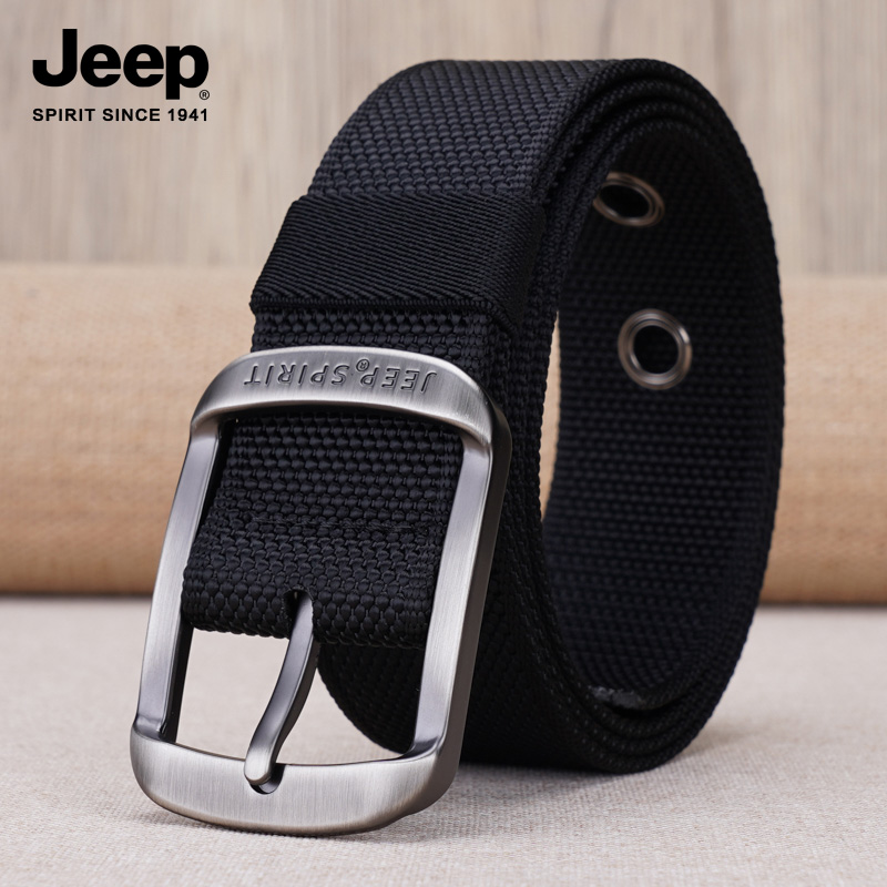 JEEP SPIRIT吉普男士皮带时尚青年帆布韩版休闲尼龙针扣腰带时皮高清大图