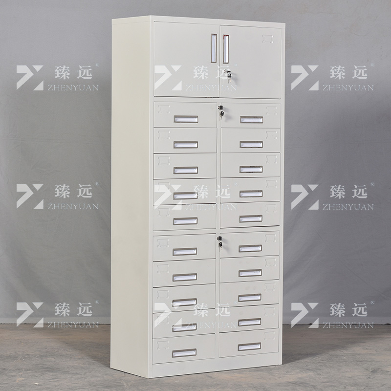 臻远ZY5011011钢制矮柜抽屉柜多抽资料柜储物收纳柜 上档二十斗高清大图