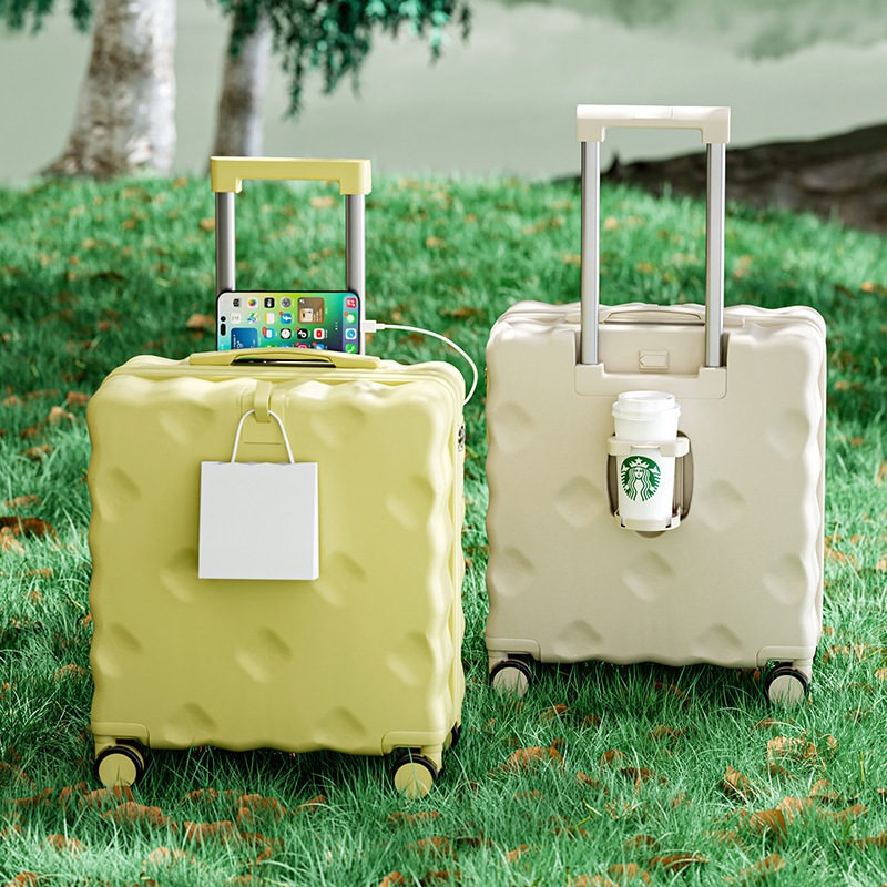 文华旅行箱18寸轻奢登机箱万向轮静音拉杆箱铝框设计时尚商务出差行李箱高清大图