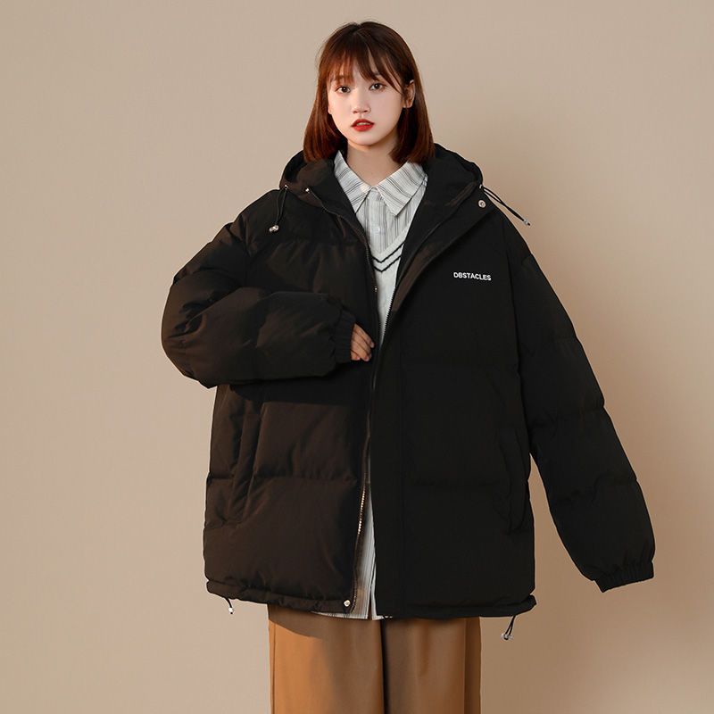 DEBRAND棉衣女冬季新款韩版情侣外套洋气百搭纯色连帽面包服棉衣