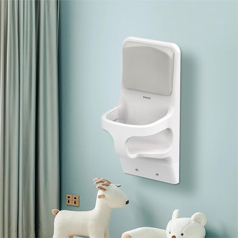 瑞沃婴儿厕所可折叠婴儿护理台躺式换尿布台公共卫生间坐式安全座椅 白+莫兰迪灰单位:个